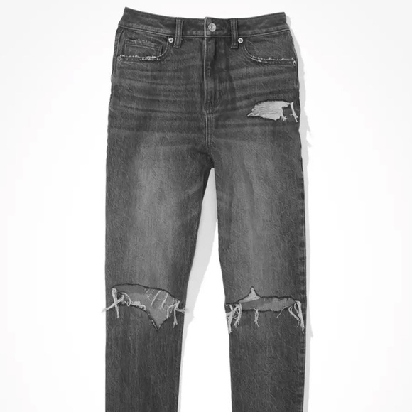 American Eagle Distressed Ripped Mom Jeans 18L - Picture 6 of 11